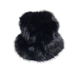 Luxury Womens Faux Fur Bucket Hat In Black